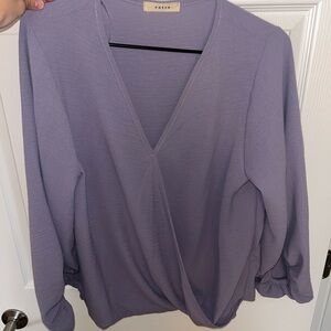 Cato Lavender V-Neck Blouse